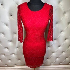 Shop WTD Elegant Red Lace Dress Size S